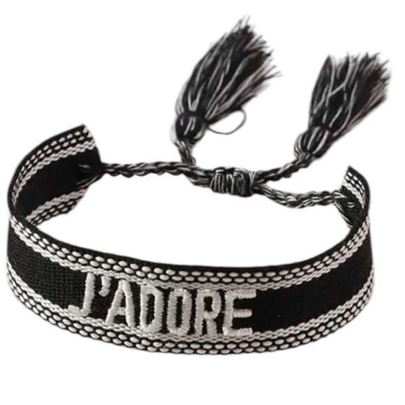 J'Adore Bracelet Cotton Weave Adjustable Handstitched Festival Embroidery New - Picture 1 of 3
